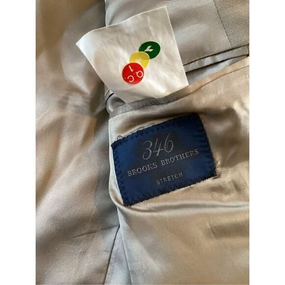 346 Brooks Brothers Stretch Wool Blend Blazer Sz 44R Suit Jacket Khaki - Picture 4 of 10